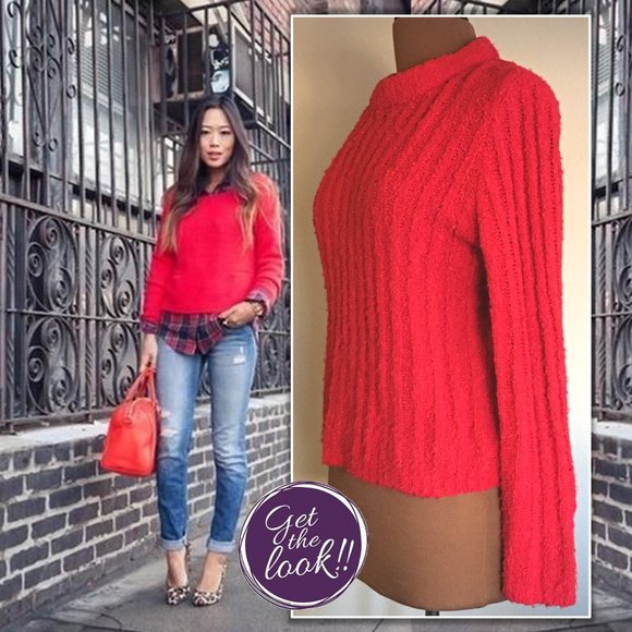 Carole Little Sweaters - CAROLE LITTLE SPORT Vintage 90's Red Cozy Crew Neck Sweater